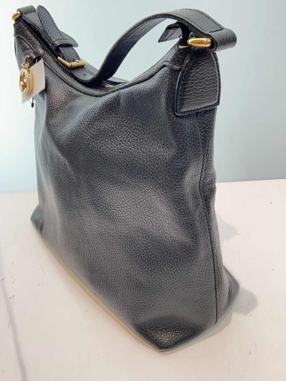 Gucci leather pebbled Interlocking bag hobo G Black